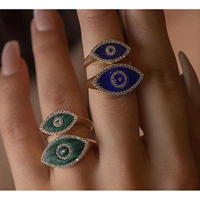 14 Ayar Sarı Altın Göz Figürlü Yüzük