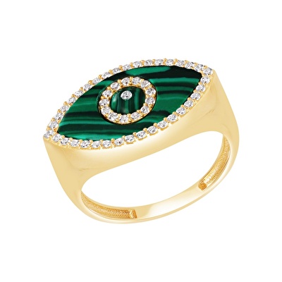 14 Ayar Sarı Altın Göz Figürlü Yüzük