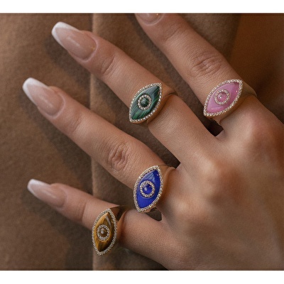 14 Ayar Sarı Altın Göz Figürlü Yüzük