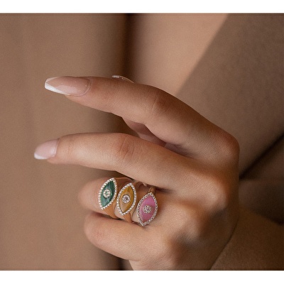 14 Ayar Sarı Altın Göz Figürlü Yüzük