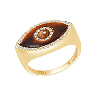 14 Ayar Sarı Altın Göz Figürlü Yüzük