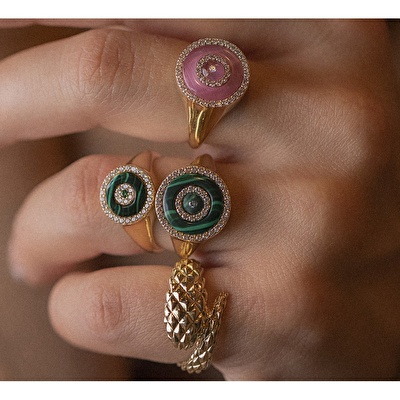 14 Ayar Sarı Altın Göz Figürlü Yüzük