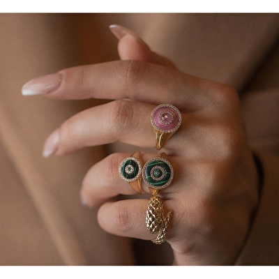 14 Ayar Sarı Altın Göz Figürlü Yüzük