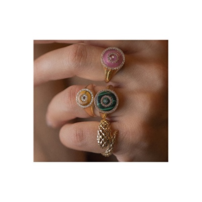 14 Ayar Sarı Altın Göz Figürlü Yüzük