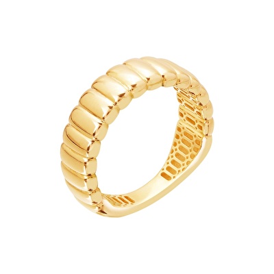 14 Ayar Sarı Altın Taşsız Trend Yüzük