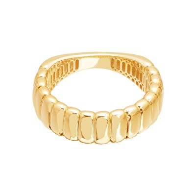 14 Ayar Sarı Altın Taşsız Trend Yüzük