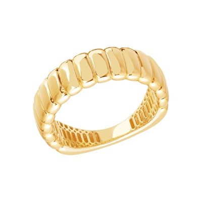 14 Ayar Sarı Altın Taşsız Trend Yüzük
