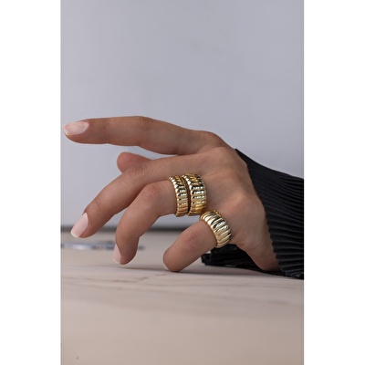 14 Ayar Sarı Altın Taşsız Trend Yüzük