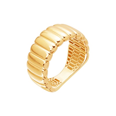 14 Ayar Sarı Altın Taşsız Kruvasan Yüzük