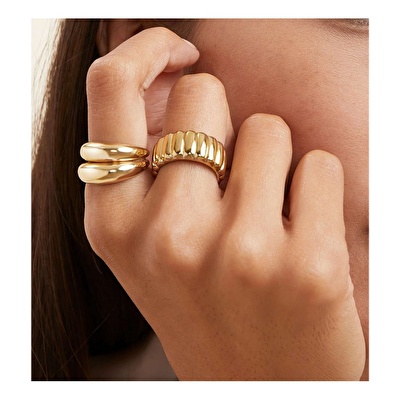 14 Ayar Sarı Altın Taşsız Kruvasan Yüzük