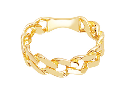 14 Ayar Sarı Altın Trend Zincir Yüzük