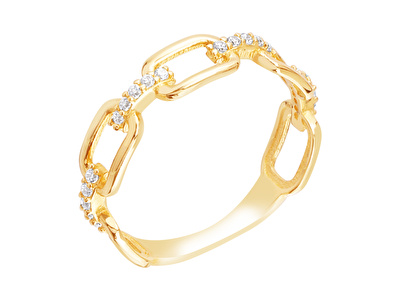 14 Ayar Sarı Altın Taşlı Zincir Yüzük