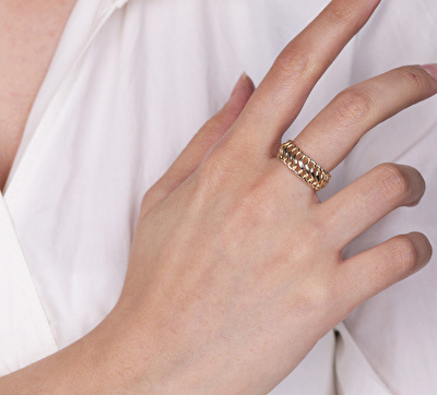 14 Ayar Sarı Altın Zincir Yüzük