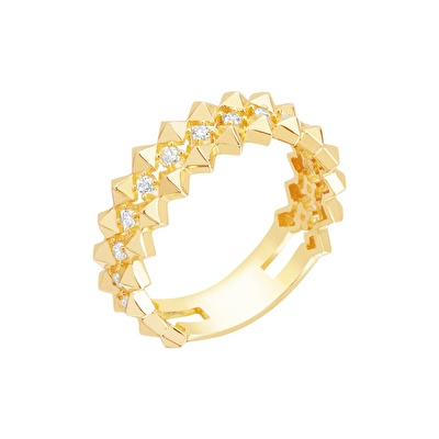 14 Ayar Sarı Altın Taşlı Yüzük