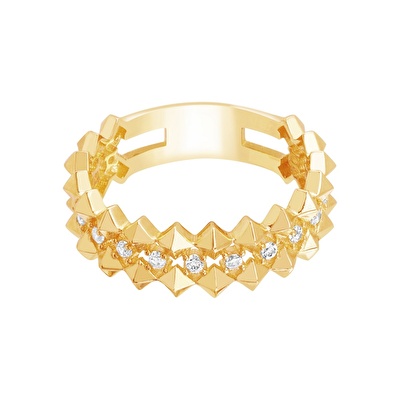 14 Ayar Sarı Altın Taşlı Yüzük