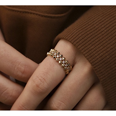 14 Ayar Sarı Altın Taşlı Yüzük