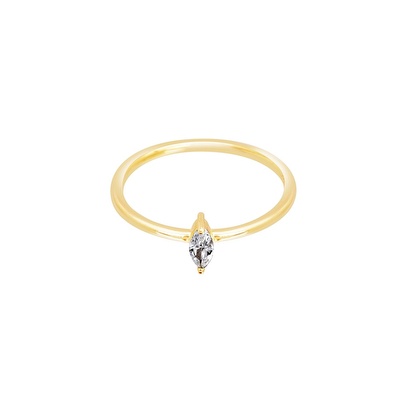 14 Ayar Sarı Altın Taşlı Minimal Yüzük