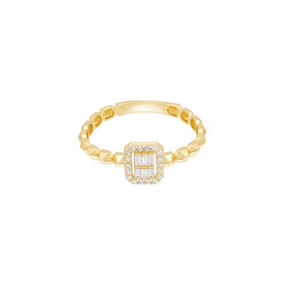 14 Ayar Sarı Altın Baget Yüzük