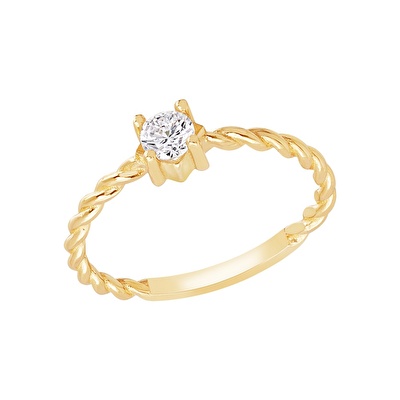 14 Ayar Sarı Altın Taşlı Burgu Yüzük