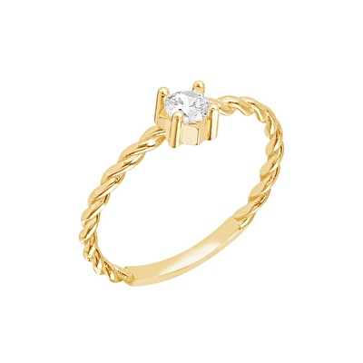 14 Ayar Sarı Altın Taşlı Burgu Yüzük