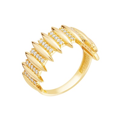 14 Ayar Sarı Altın Taşlı Yüzük