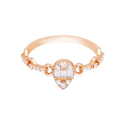 14 Ayar Rose Altın Baget Yüzük