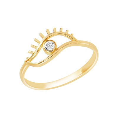 14 Ayar Sarı Altın Trend Göz Yüzük