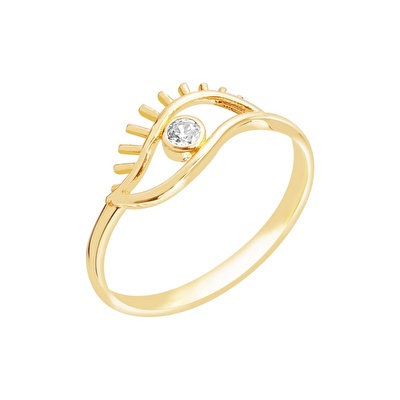 14 Ayar Sarı Altın Trend Göz Yüzük