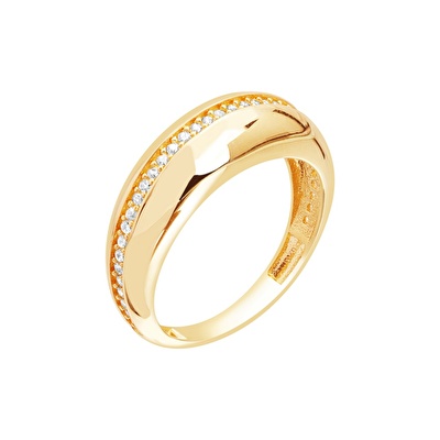 14 Ayar Sarı Altın Taşlı Trend Yüzük