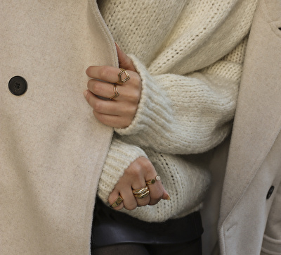 14 Ayar Sarı Altın Taşlı Trend Yüzük