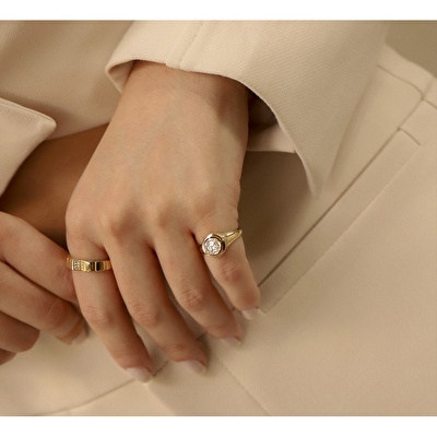 14 Ayar Sarı Altın Minimal Yüzük