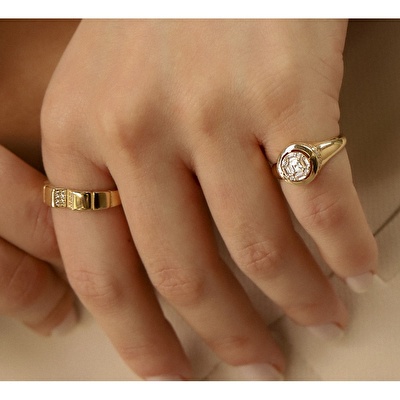 14 Ayar Sarı Altın Minimal Yüzük