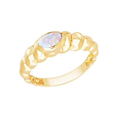 14 Ayar Sarı Altın Taşlı Burgu Yüzük