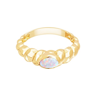 14 Ayar Sarı Altın Taşlı Burgu Yüzük