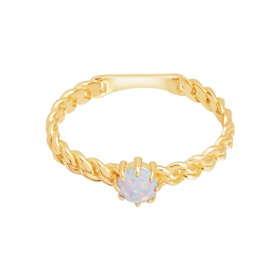 14 Ayar Sarı Altın Trend Opal Yüzük