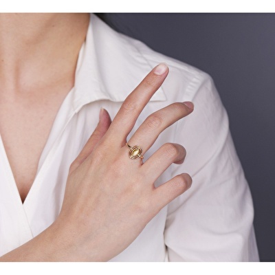 14 Ayar Sarı Altın Sarı Taşlı Yüzük