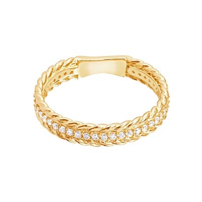 14 Ayar Sarı Altın Taşlı Trend Yüzük