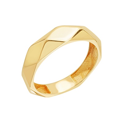 14 Ayar Sarı Altın Trend Prizma Yüzük