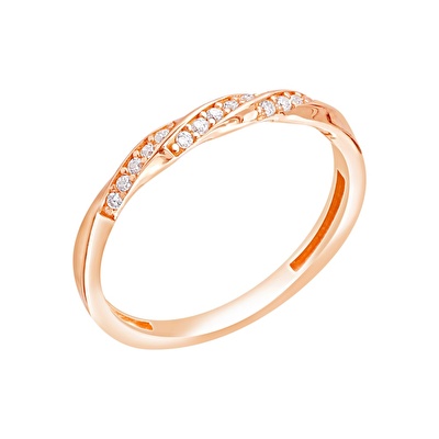 14 Ayar Rose Altın Taşlı Burgu Yüzük