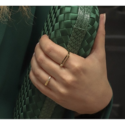 14 Ayar Sarı Altın Trend Minimal Yüzük