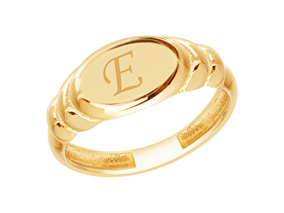 14 Ayar Sarı Altın Plaka Harf Yüzük