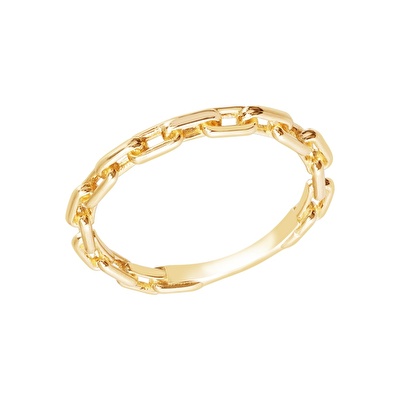 14 Ayar Sarı Altın Zincir Yüzük