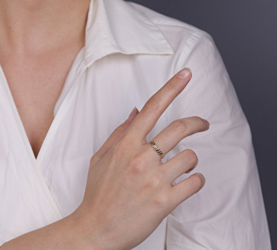 14 Ayar Sarı Altın Zigzak Yüzük