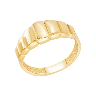 14 Ayar Sarı Altın Taşsız Trend Yüzük