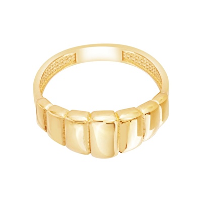 14 Ayar Sarı Altın Taşsız Trend Yüzük