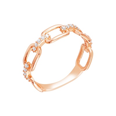 14 Ayar Rose Altın Taşlı Zincir Yüzük