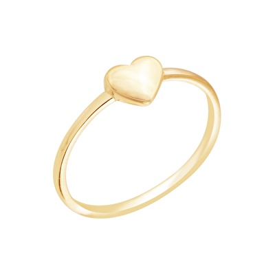14 Ayar Sarı Altın Kalp Figürlü Yüzük