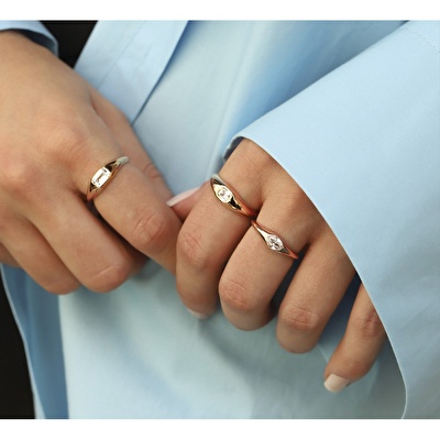 14 Ayar Rose Altın Trend Minimal Yüzük