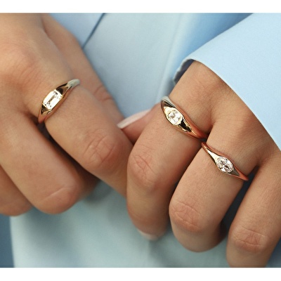 14 Ayar Rose Altın Taşlı Yüzük