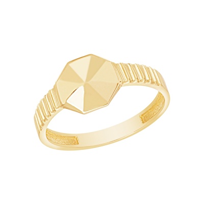 14 Ayar Sarı Altın Prizma Yüzük